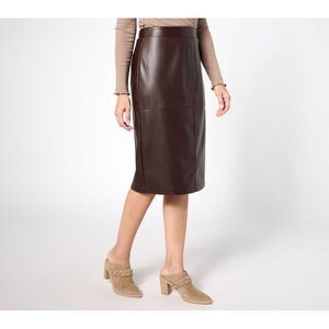 Denim & Co. Women's Skirt Sz XL Signature Faux Leather Brown A627209
